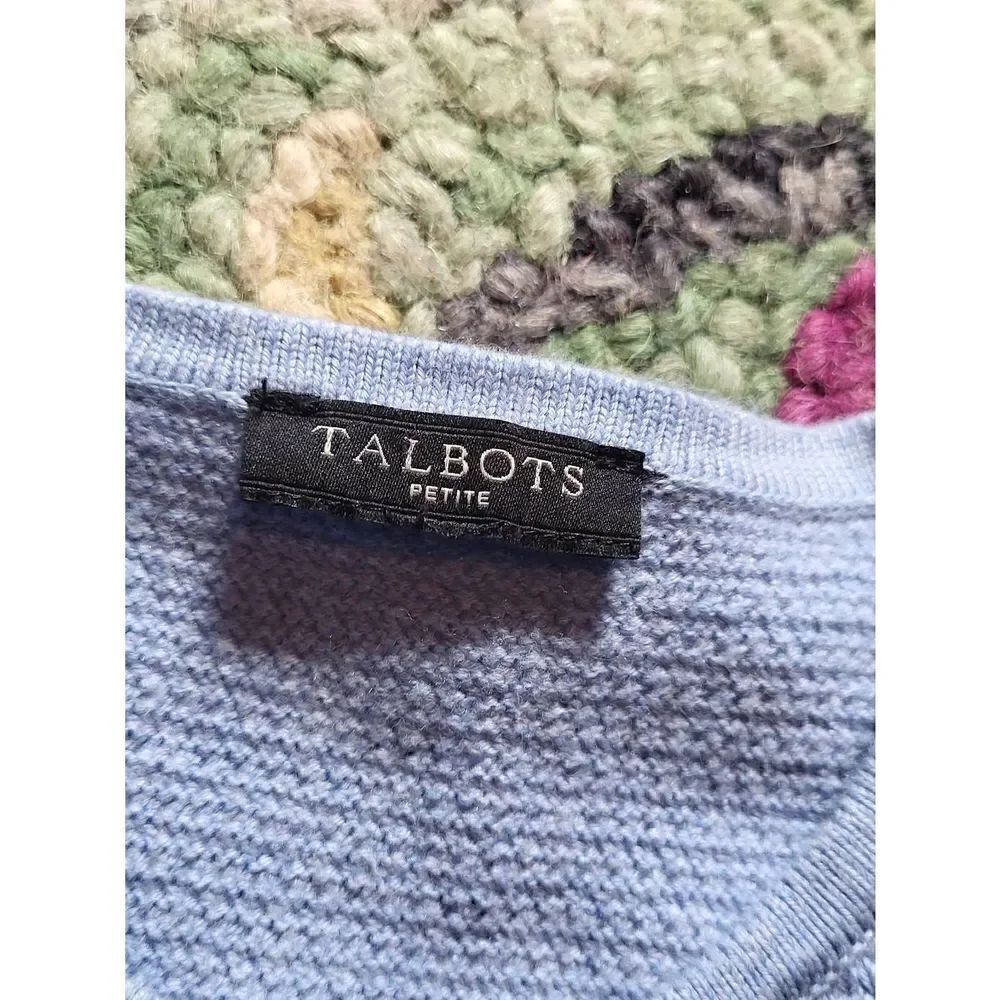 Talbots Textured Open Front Sweater Jacket Cardigan Blue Women's XS - Picture 3 of 6